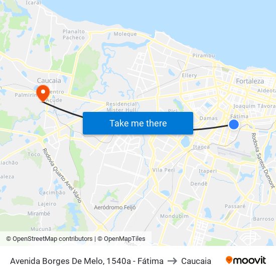 Avenida Borges De Melo, 1540a - Fátima to Caucaia map