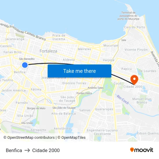 Benfica to Cidade 2000 map