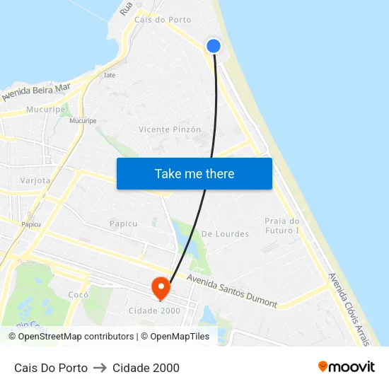 Cais Do Porto to Cidade 2000 map