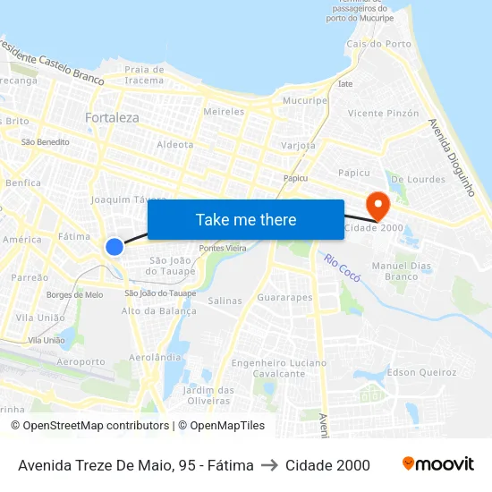 Avenida Treze De Maio, 95 - Fátima to Cidade 2000 map