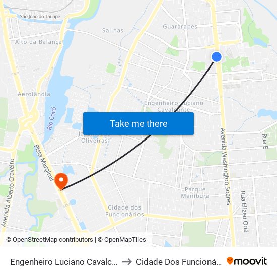Engenheiro Luciano Cavalcante to Cidade Dos Funcionários map