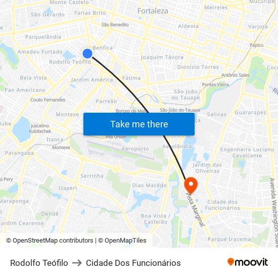 Rodolfo Teófilo to Cidade Dos Funcionários map