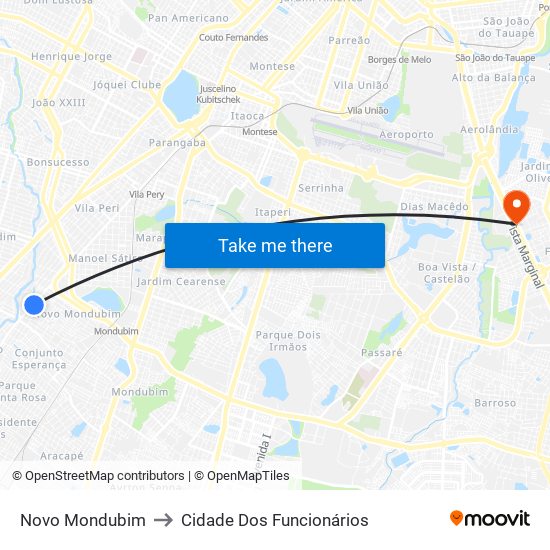 Novo Mondubim to Cidade Dos Funcionários map