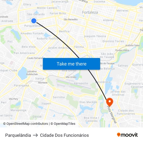 Parquelândia to Cidade Dos Funcionários map