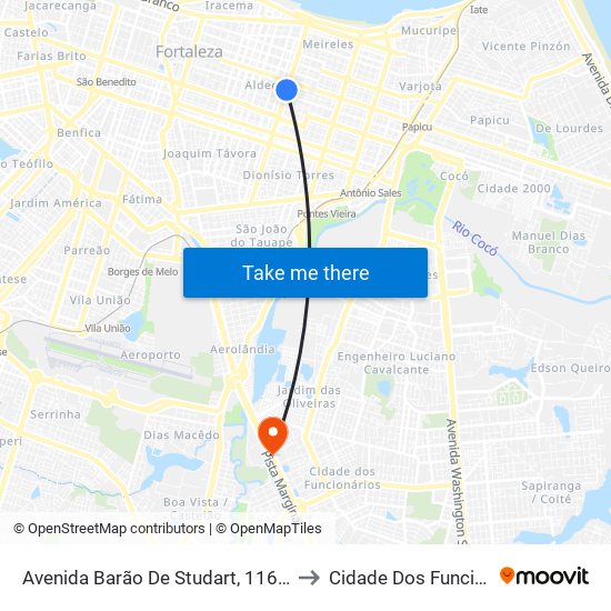 Avenida Barão De Studart, 1160 - Aldeota to Cidade Dos Funcionários map