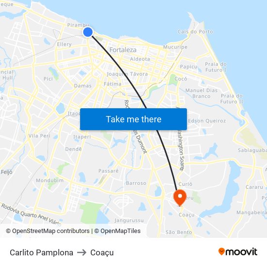 Carlito Pamplona to Coaçu map