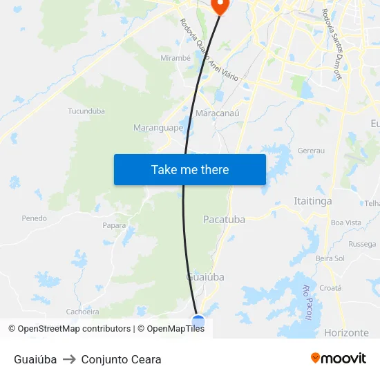 Guaiúba to Conjunto Ceara map