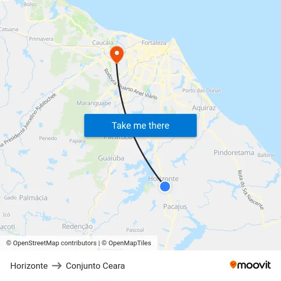 Horizonte to Conjunto Ceara map