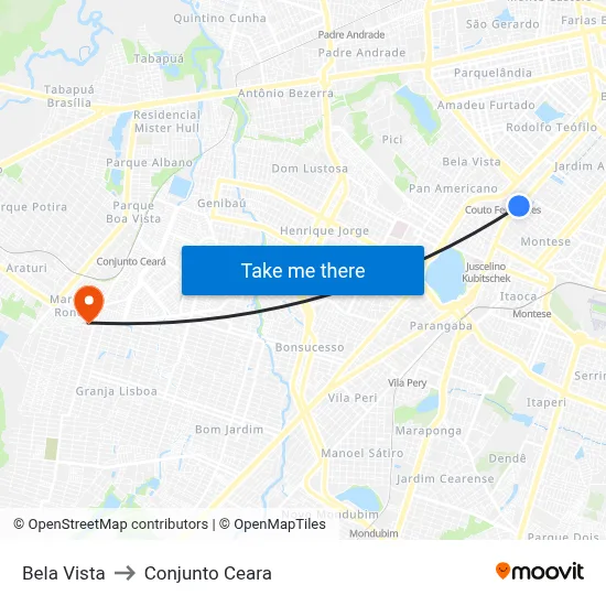 Bela Vista to Conjunto Ceara map