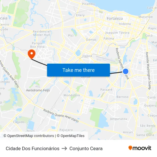 Cidade Dos Funcionários to Conjunto Ceara map