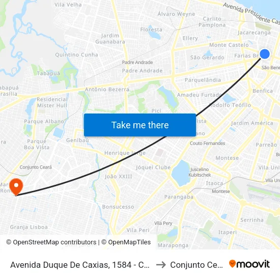 Avenida Duque De Caxias, 1584 - Centro to Conjunto Ceara map