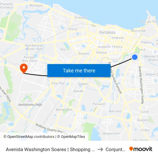 Avenida Washington Soares | Shopping Iguatemi - Edson Queiroz to Conjunto Ceara map