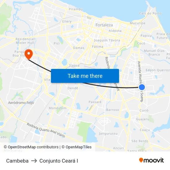 Cambeba to Conjunto Ceará I map
