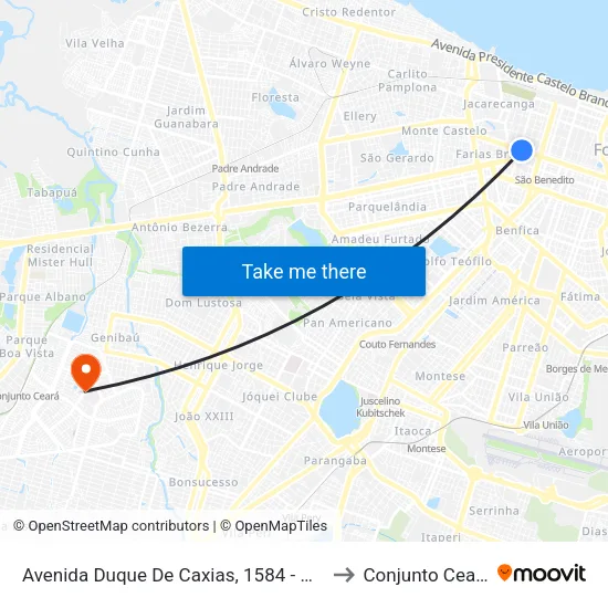 Avenida Duque De Caxias, 1584 - Centro to Conjunto Ceará I map