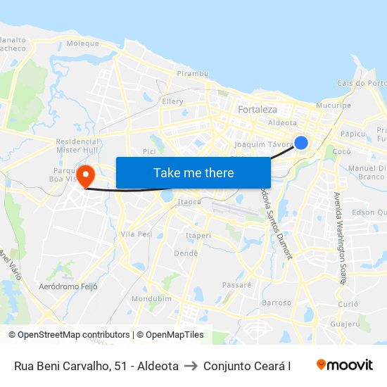 Rua Beni Carvalho, 51 - Aldeota to Conjunto Ceará I map