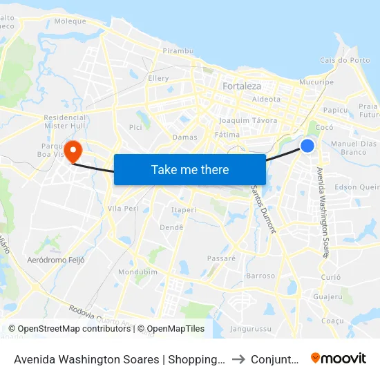 Avenida Washington Soares | Shopping Iguatemi - Edson Queiroz to Conjunto Ceará I map
