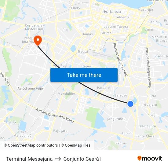 Terminal Messejana to Conjunto Ceará I map