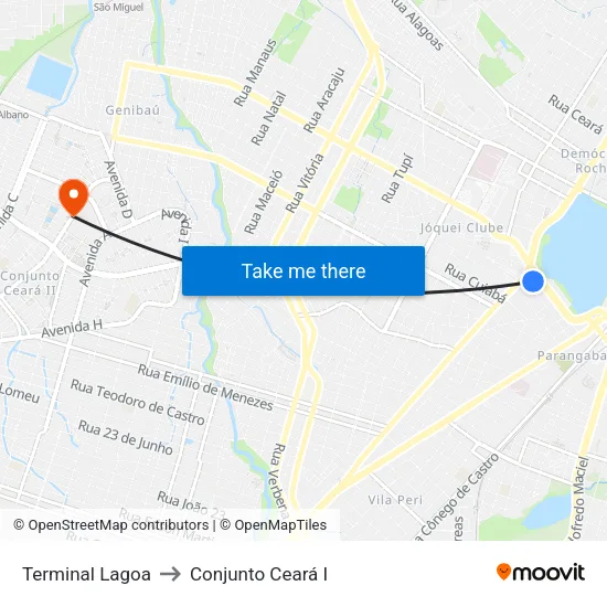 Terminal Lagoa to Conjunto Ceará I map