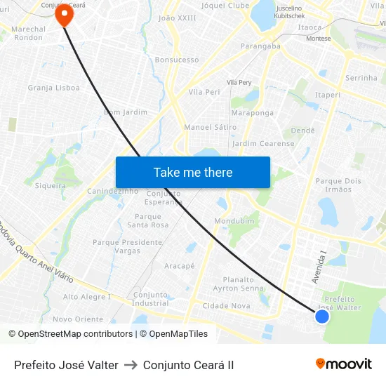 Prefeito José Valter to Conjunto Ceará II map
