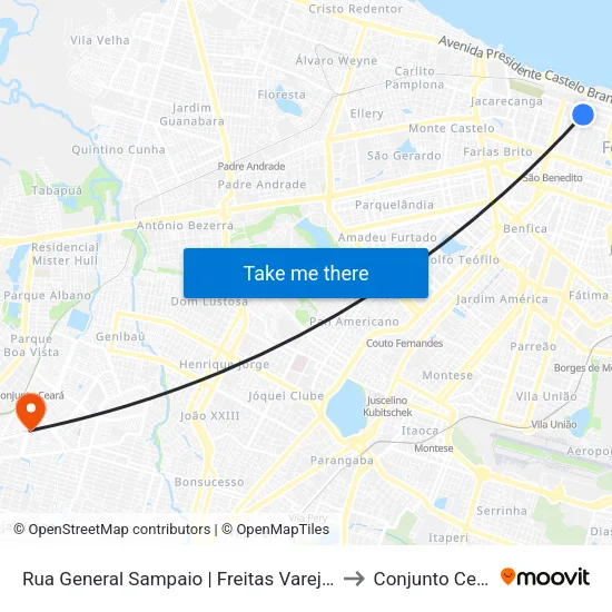 Rua General Sampaio | Freitas Varejo - Centro to Conjunto Ceará II map