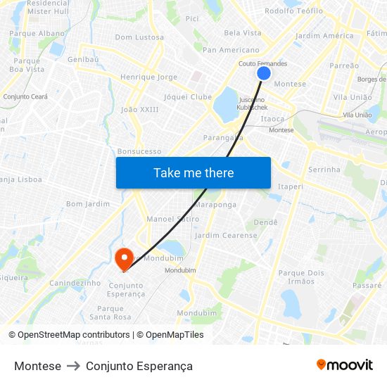 Montese to Conjunto Esperança map