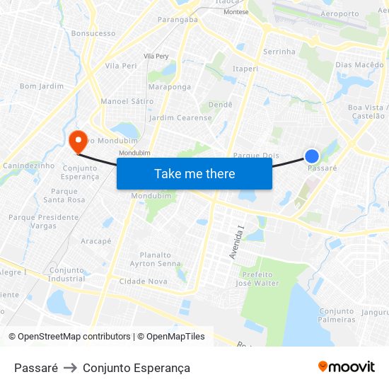 Passaré to Conjunto Esperança map