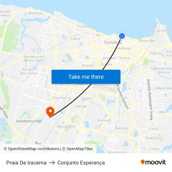 Praia De Iracema to Conjunto Esperança map