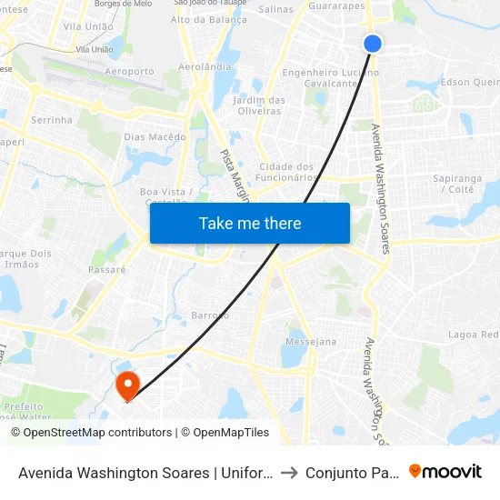 Avenida Washington Soares | Unifor - Edson Queiroz to Conjunto Palmeiras map