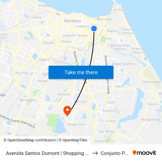 Avenida Santos Dumont | Shopping Center Um - Aldeota to Conjunto Palmeiras map