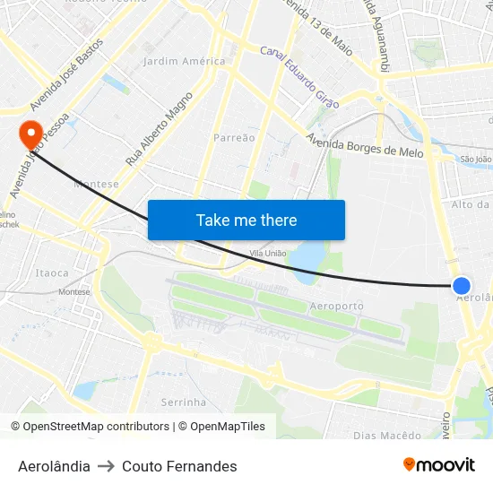 Aerolândia to Couto Fernandes map