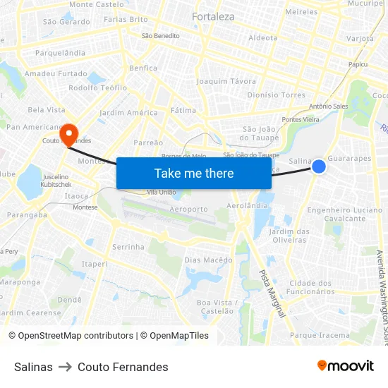 Salinas to Couto Fernandes map