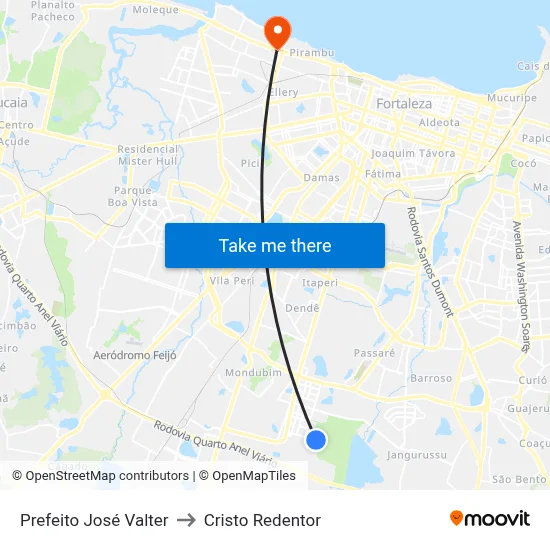 Prefeito José Valter to Cristo Redentor map