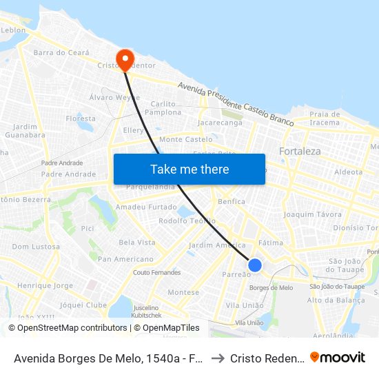 Avenida Borges De Melo, 1540a - Fátima to Cristo Redentor map