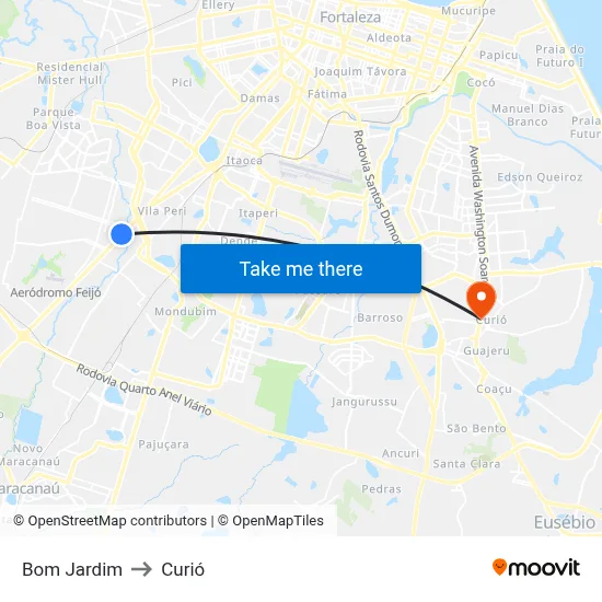 Bom Jardim to Curió map