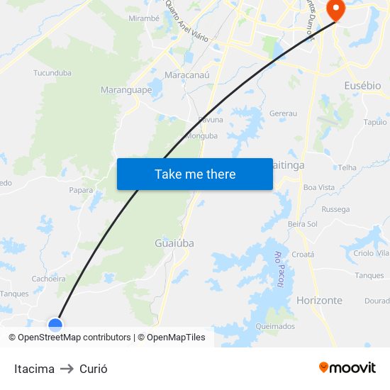 Itacima to Curió map