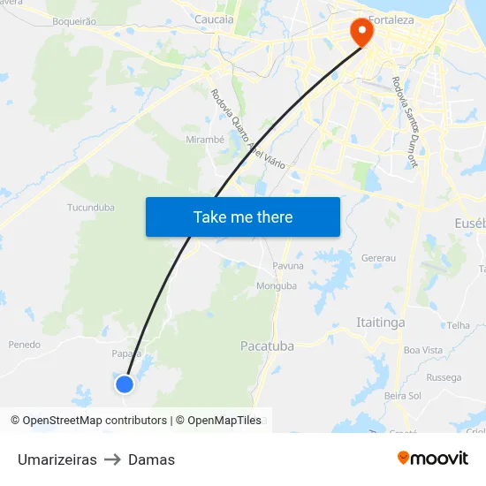 Umarizeiras to Damas map