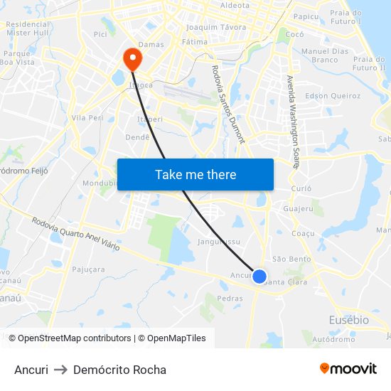 Ancuri to Demócrito Rocha map