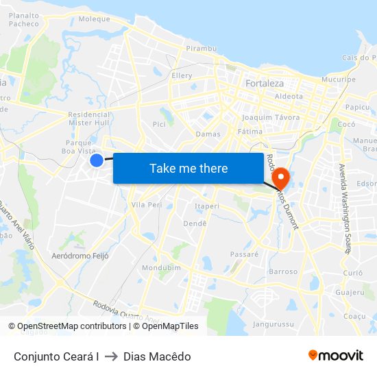 Conjunto Ceará I to Dias Macêdo map