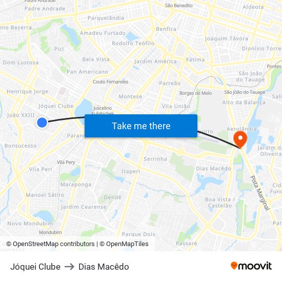 Jóquei Clube to Dias Macêdo map