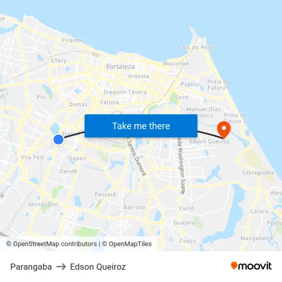 Parangaba to Edson Queiroz map