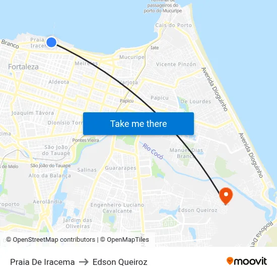 Praia De Iracema to Edson Queiroz map