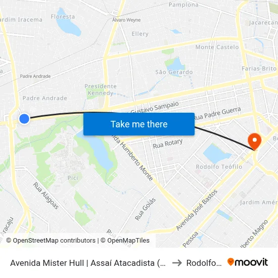 Avenida Mister Hull | Assaí Atacadista (Seletivo) - Padre Andrade to Rodolfo Teófilo map