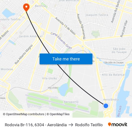 Rodovia Br-116, 6304 - Aerolândia to Rodolfo Teófilo map