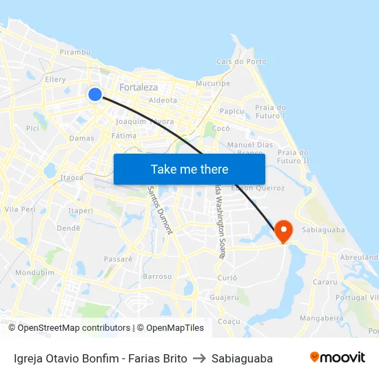 Igreja Otavio Bonfim - Farias Brito to Sabiaguaba map