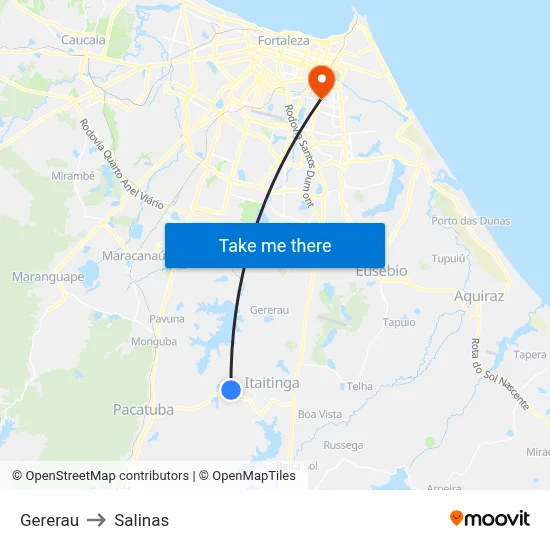 Gererau to Salinas map