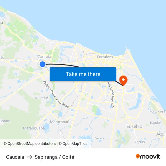 Caucaia to Sapiranga / Coité map