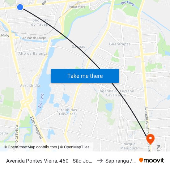 Avenida Pontes Vieira, 460 - São João Do Tauape to Sapiranga / Coité map