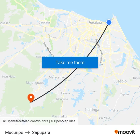 Mucuripe to Sapupara map