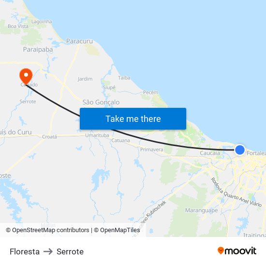 Floresta to Serrote map
