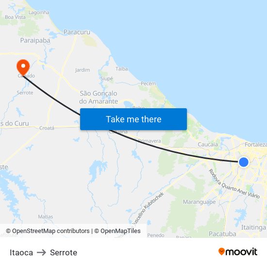 Itaoca to Serrote map